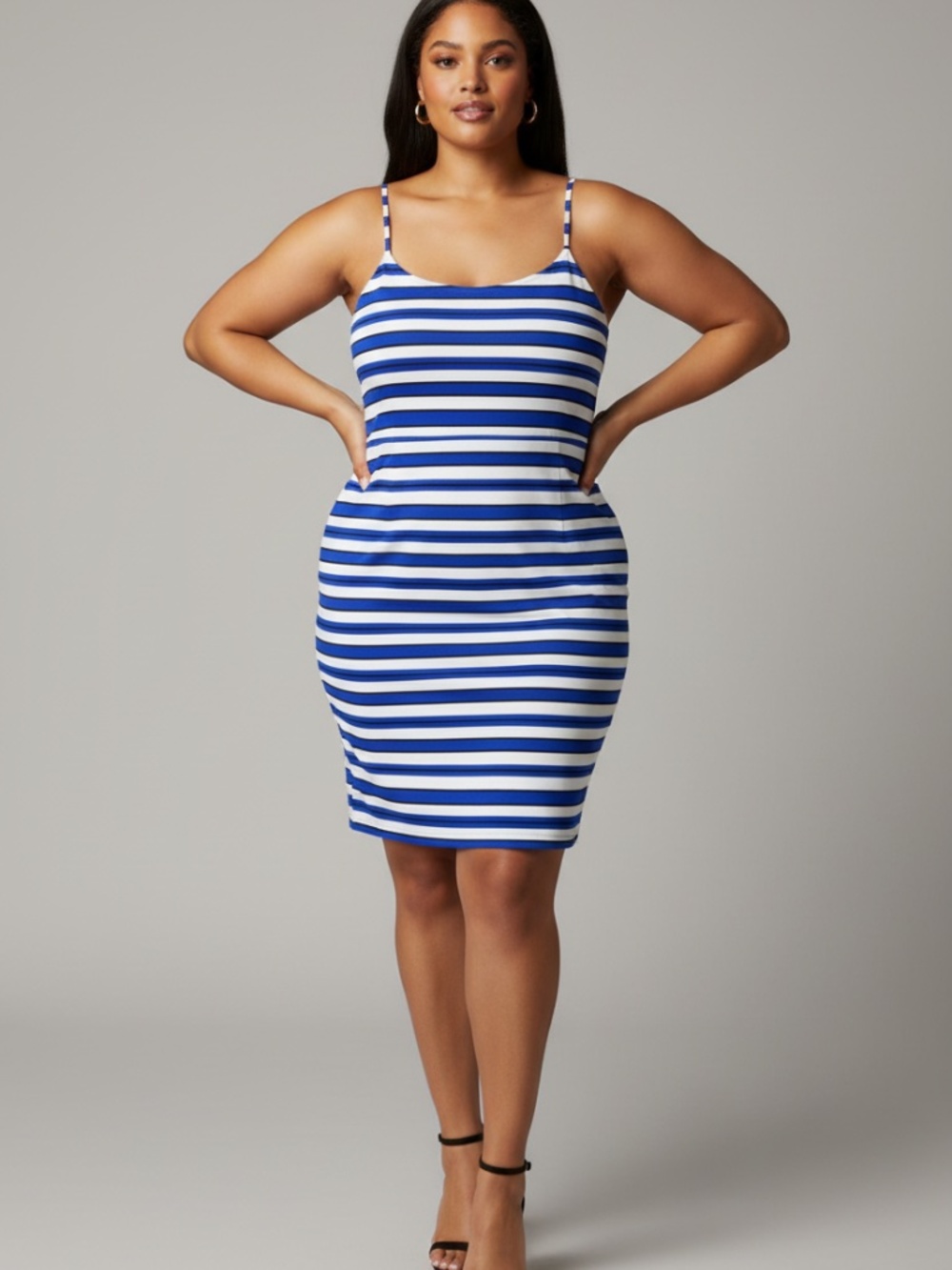 NEW  Gap Sateen Sweetheart Printed BLUE WHITE Striped Dress 14